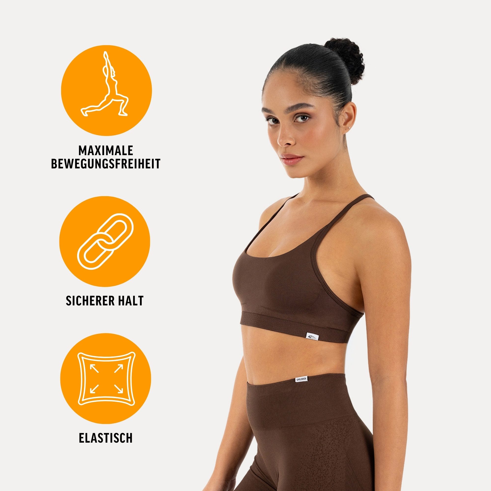 Smilodox Sport-BH Timea, Bustier Damen, Shaped Fit, Fitness Bra, Gym & Freizeit Racerback, Rippbund, elastisch, weiches Material, Stretch