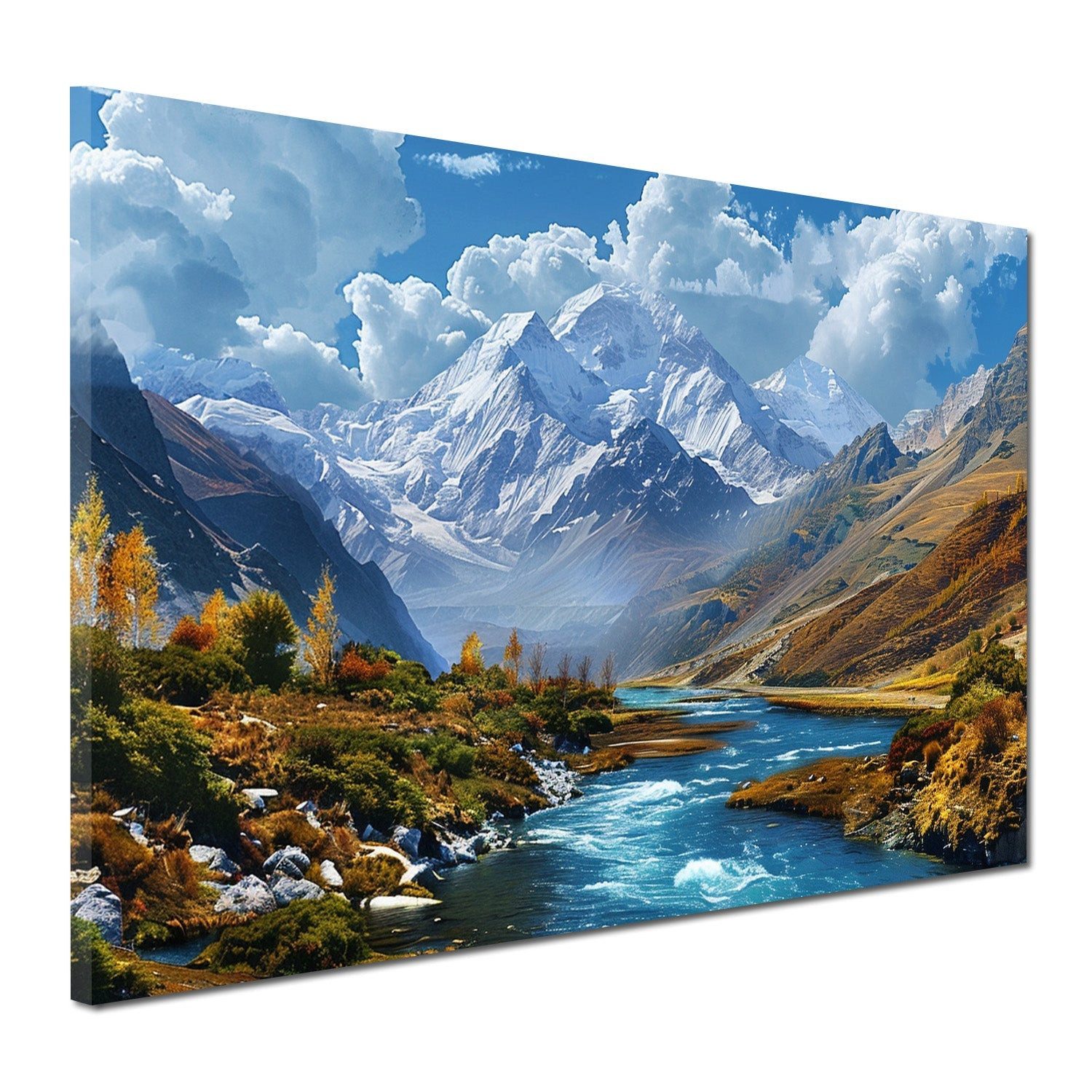 Artedinoi Leinwandbild Wunderschöne Landschaft Berge Fluss Leinwandbild Wandbild XXL Wanddeko, Berglandschaft mit Fluss