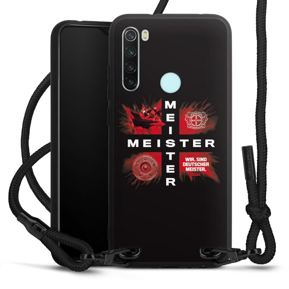 DeinDesign Handyhülle Bayer 04 Leverkusen Meister Offizielles Lizenzprodukt, Xiaomi Redmi Note 8 Premium Handykette Hülle mit Band Cover mit Kette