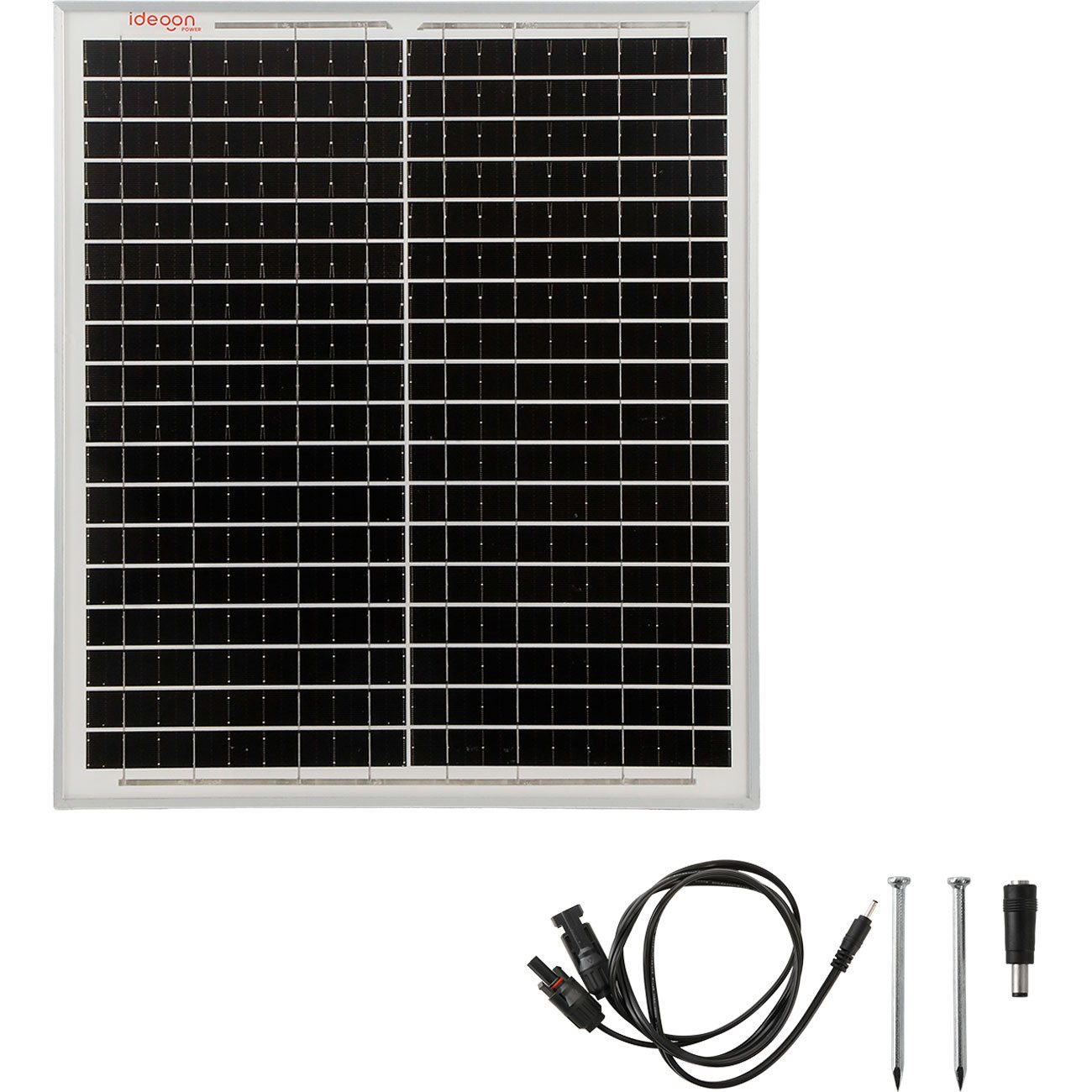 shop'n smile ideoon Solarmodul 20W Solarpanel Monokristallin Solarmodul mit MC4 Kabel 21,8V 40x35cm, IP65 Schutz & 1,2m MC4 auf DC Kabel/Gewicht 1,3 Kg