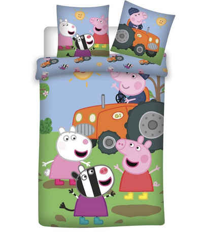 Babybettwäsche »Peppa Wutz - Baby-Bettwäsche-Set, 100x135 & 40x60 cm - Peppa Pig Traktor«, Peppa Pig, 100% Baumwolle