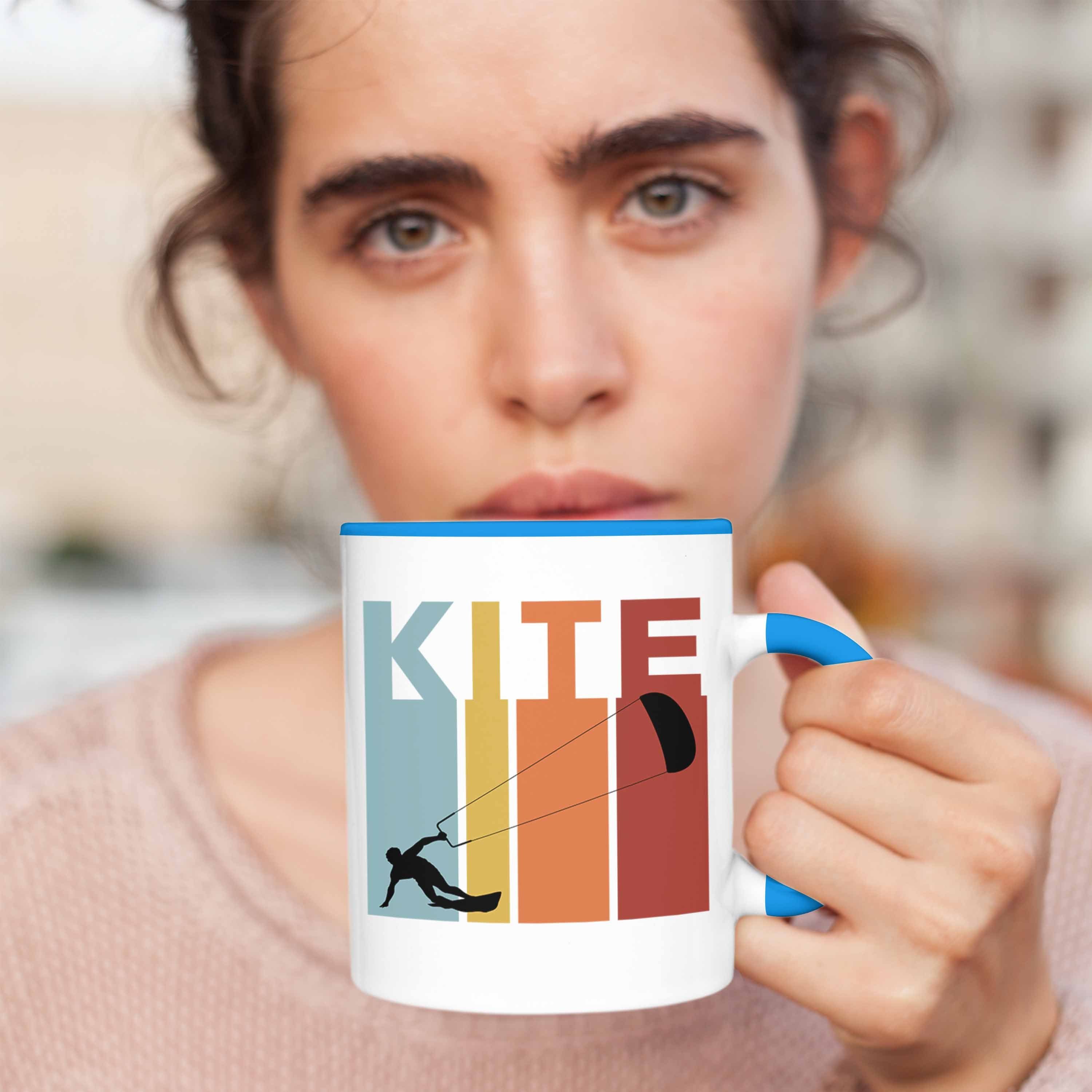 Kite Tasse Kitesurfing Trendation Surfender Tasse Geschenk Kitesurf - Blau Kitesurfen Geschenkidee Trendation