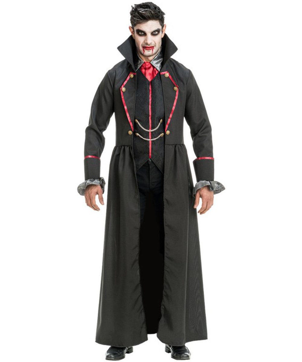 CHAKS Vampir-Kostüm 'Sirius' für Herren 3-tlg. mit Mantel, Schwarz Ro