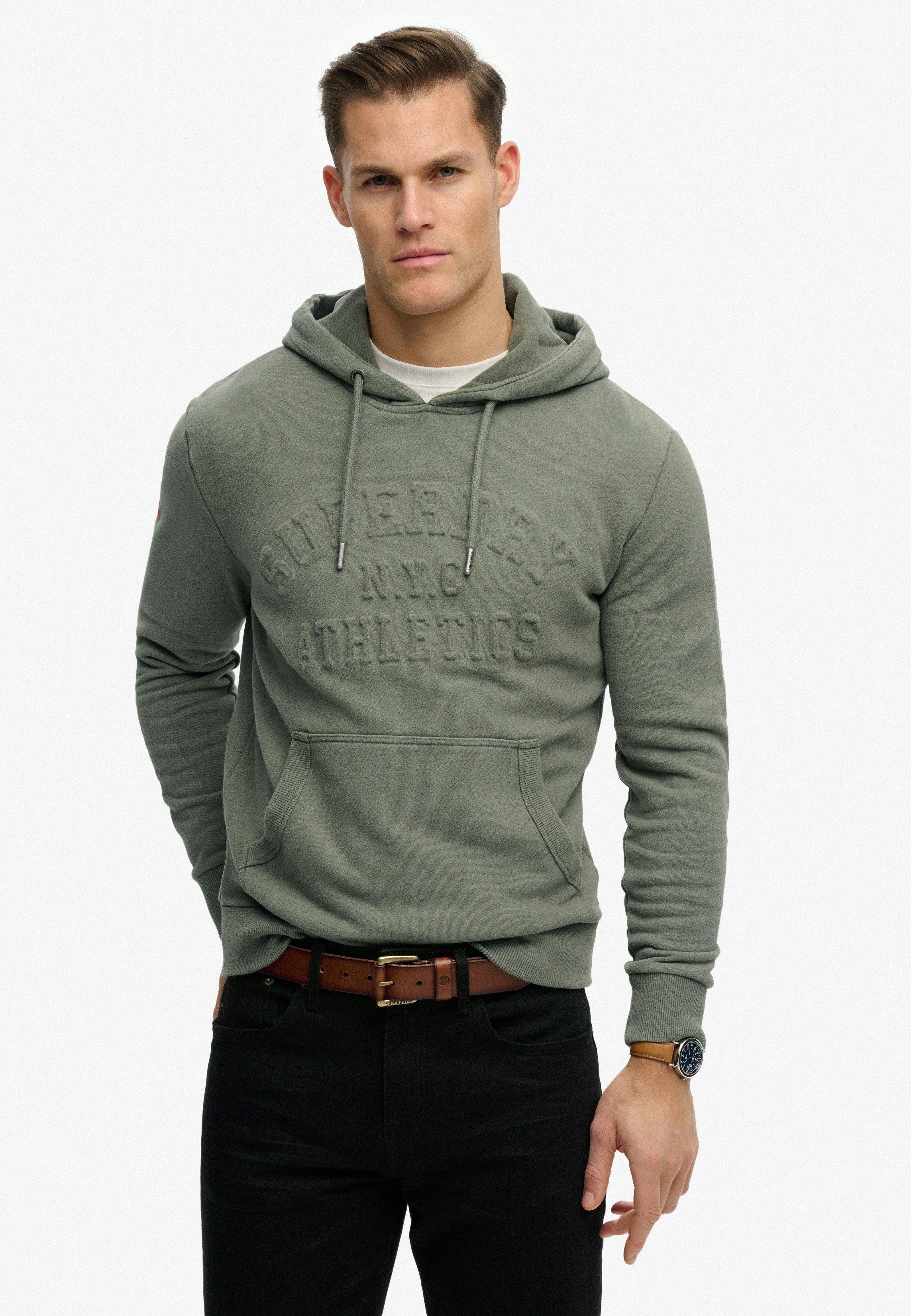Superdry Kapuzensweatshirt ATHLETIC EMBOSS RELAXED HOOD aus Baumwolle und angerauter Sweatware, Relaxed Fit