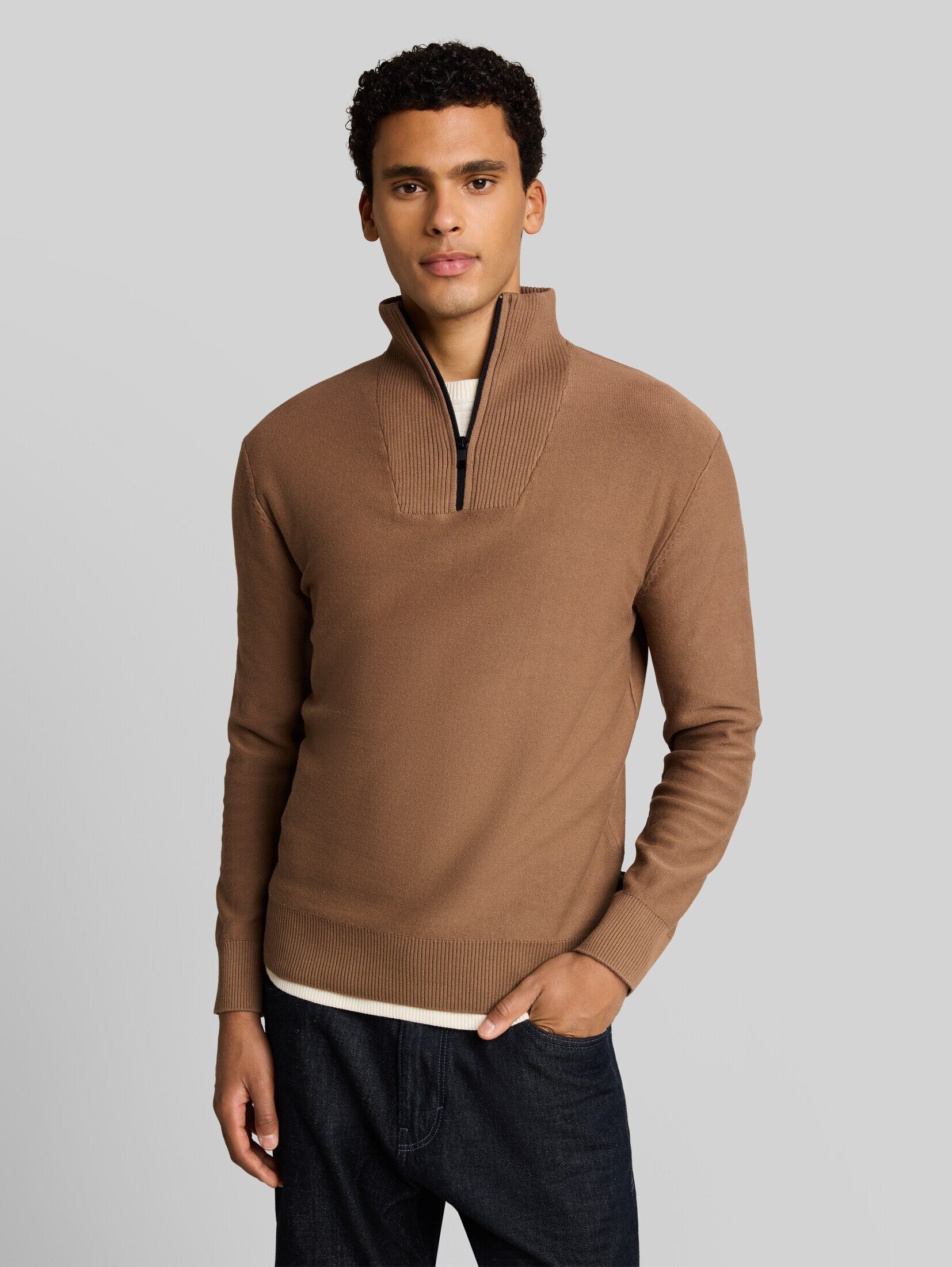 TOM TAILOR Denim Strickpullover Pullover & Strickjacken Troyer Strickpullover aus Baumwolle