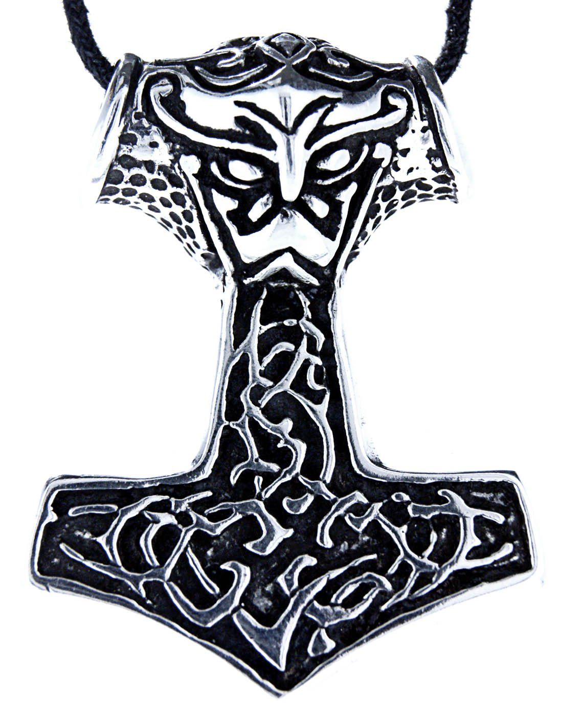 Kiss of Leather Kettenanhänger großer Thorshammer Anhänger 925 Silber Thorhammer Thor Mjöllnir
