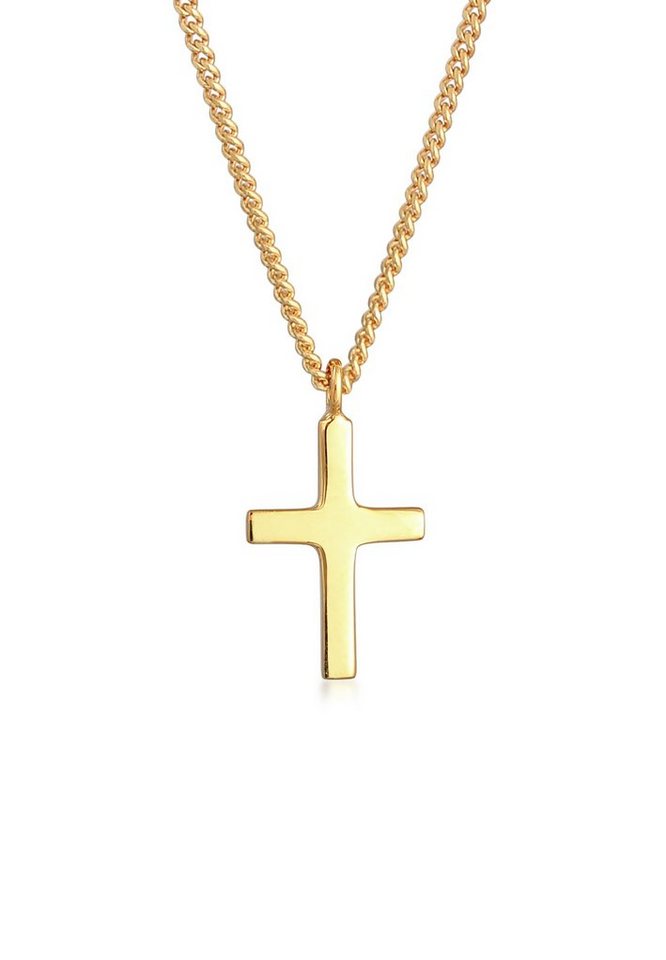 Glaube mit Gelbgold, Kette Premium Klassisch Elli Kreuz Kreuz Anhänger Kommunion 375