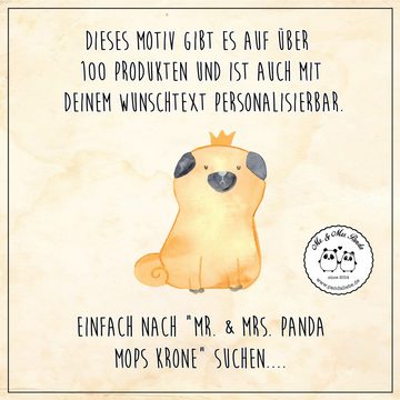 Mr. & Mrs. Panda Windlicht Mops Krone - Weiß - Geschenk, Hundemotiv, Teelicht, Haustier, allergi (1 St), Inklusive Teelicht