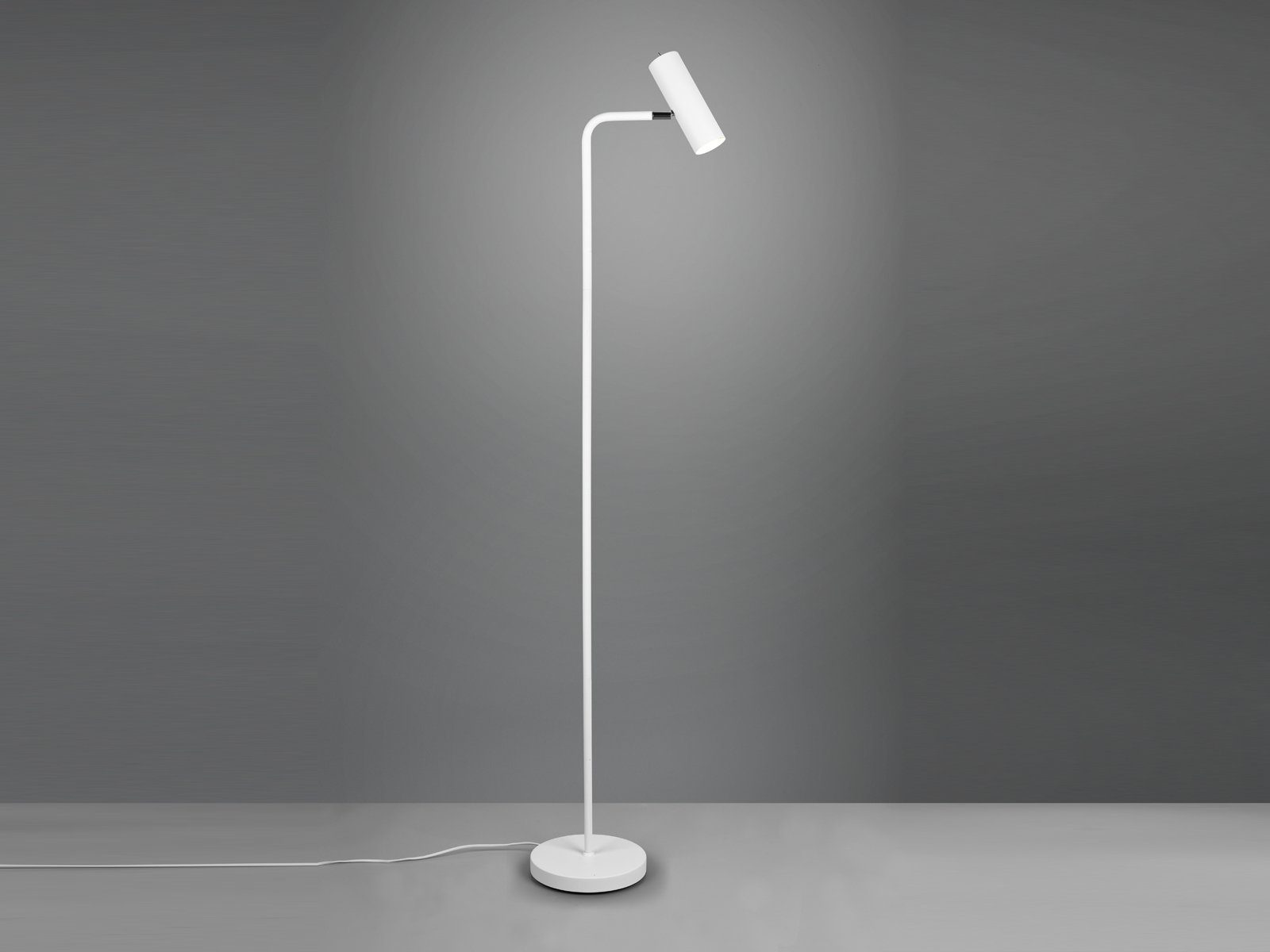 TRIO Leuchten LED Stehlampe, Dimmfunktion, LED wechselbar, Warmweiß, Lampenschirm schwenkbar, schmal-e Stand Leselampe Weiß Höhe 151cm