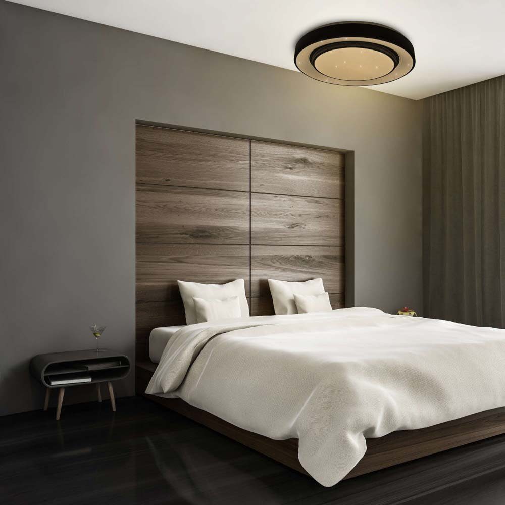 Fernbedienung Deckenleuchte, dimmbar Wohnzimmerleuchte Deckenleuchte schwarz näve Lampe LED