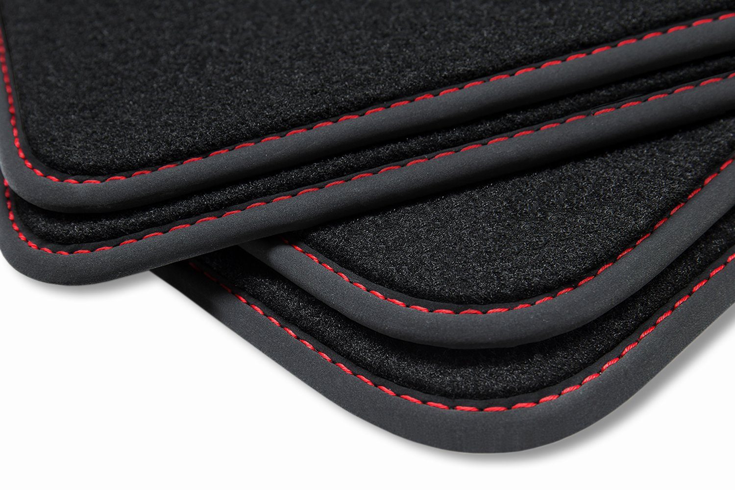 teileplus24 Auto-Fußmatten 5F 5-Türer Fußmatten mit Velours 3 Premium Seat kompatibel Kombi 2012-2020 Leon V331 Rot