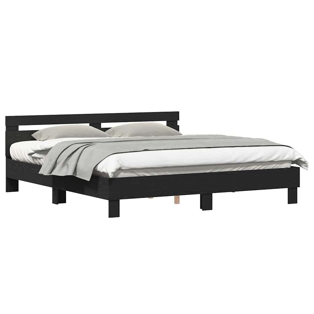vidaXL Bett Bettgestell Schwarz Eichen-Optik 180 günstig online kaufen
