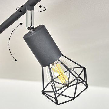 hofstein Deckenleuchte »Borio« Deckenlampe aus Metall in Anthrazit/Chromfarben, ohne Leuchtmittel, m. verstellbaren Schirmen in Gitter-Optik u. Lichteffekt, E14