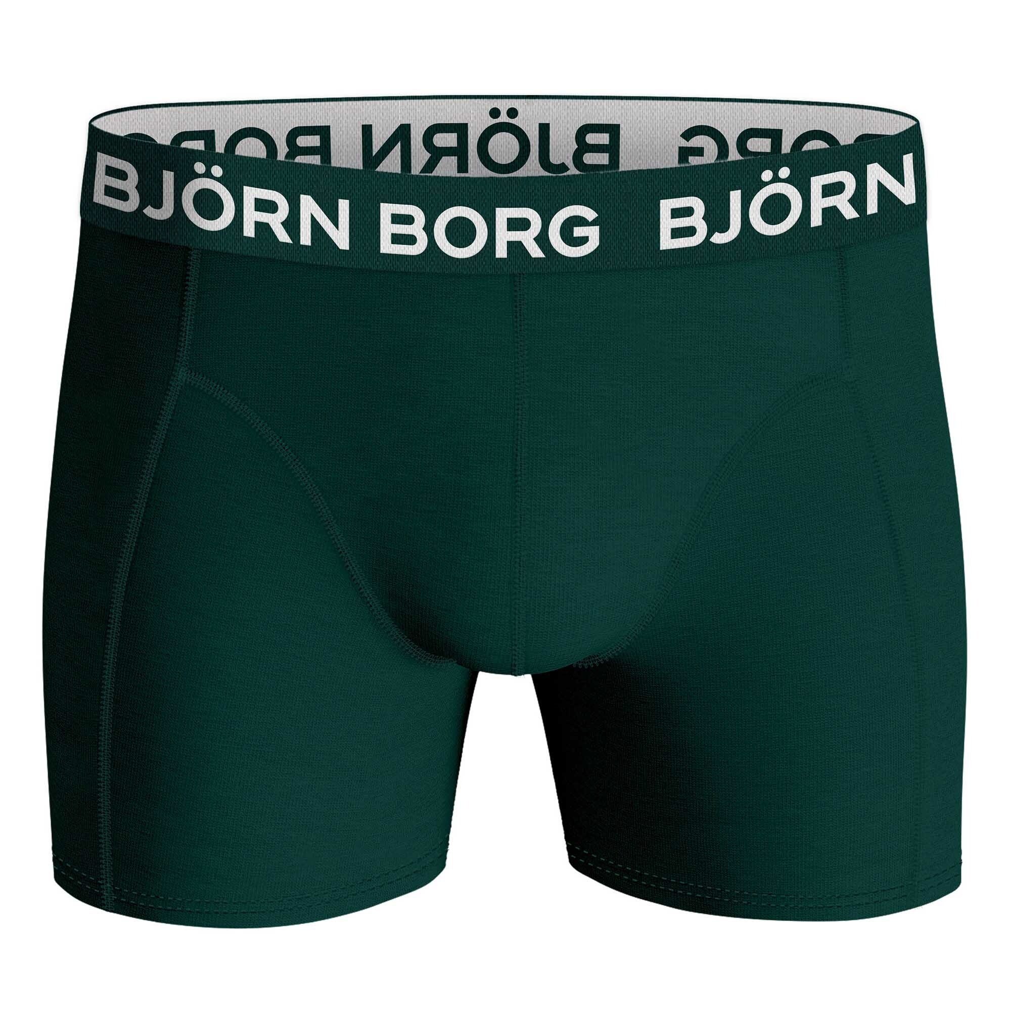 Björn Borg Boxer Herren - 7er Stretch Cotton Boxershorts Schwarz/Rot/Grün Pack