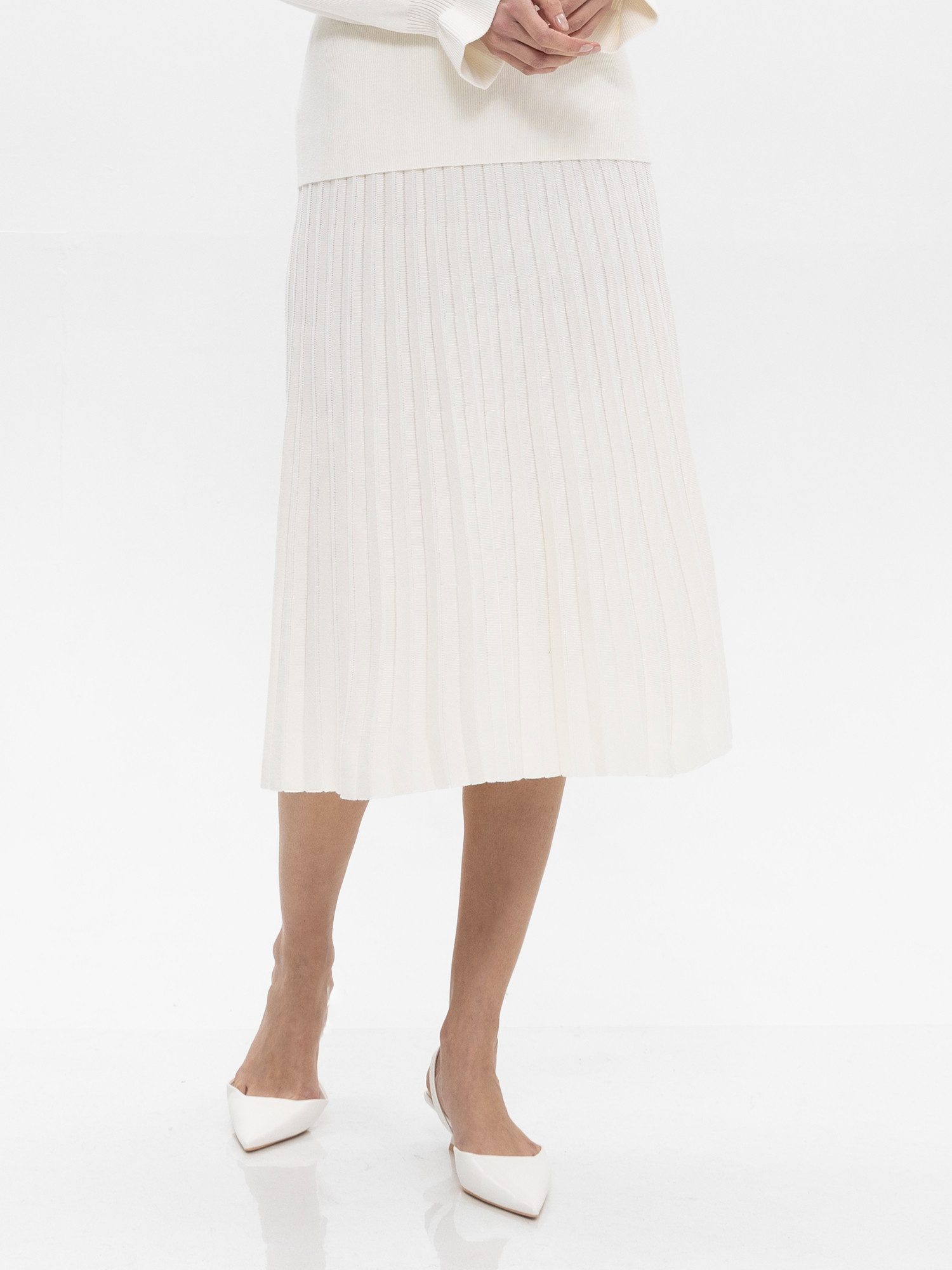 Passioni Faltenrock Midi Plisseerock Strickrock