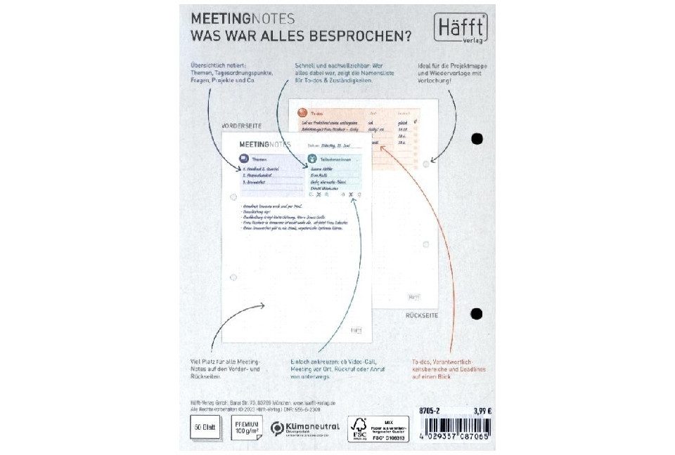 Häfft Notizheft Block A5 Meeting-Notes