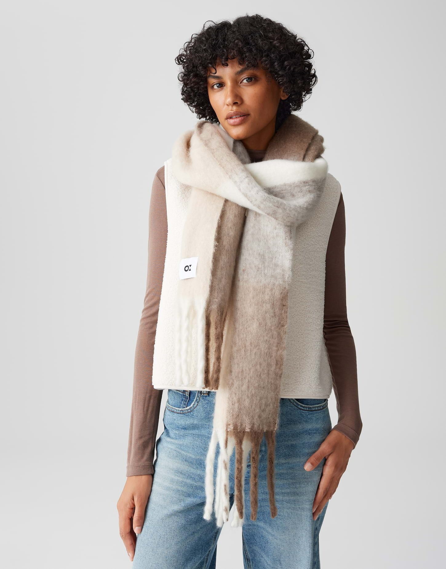 OPUS Schal ASCOTTIE mit Fransen, one size, weicher Griff, gebürstete Oberfl günstig online kaufen