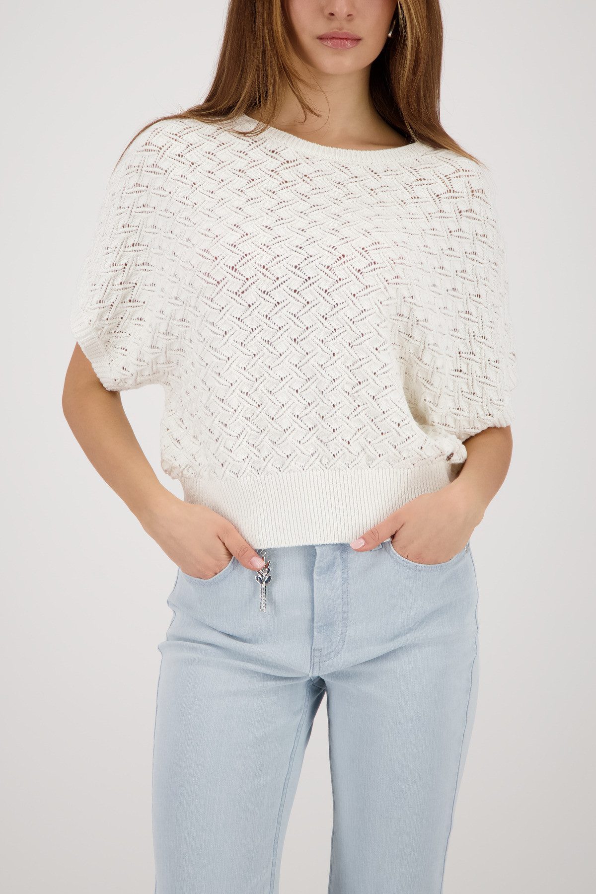 Monari Strickpullover Pullover Ajour Regular fit mit Ajour-Strickerei