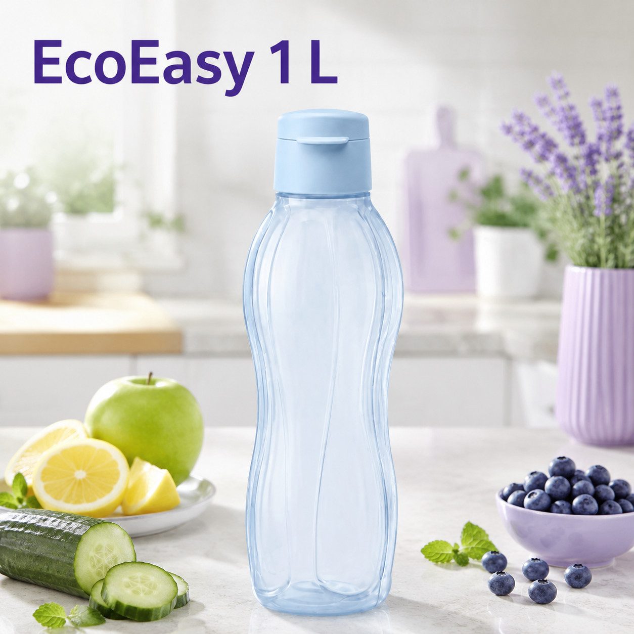 TUPPERWARE Trinkflasche Tupperware EcoEasy Trinkflasche 1 Liter in hellbau