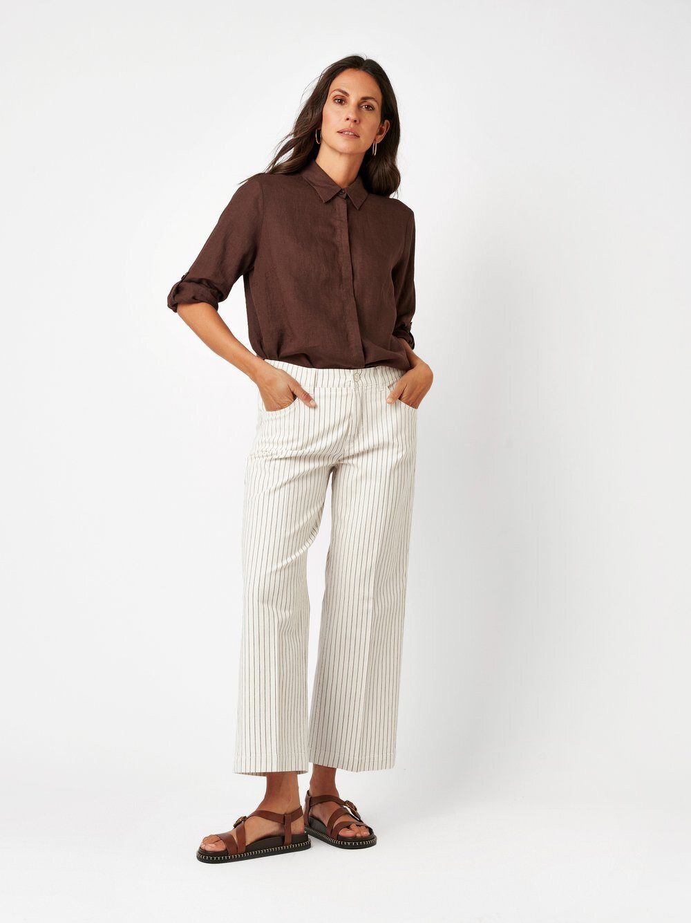 TONI 7/8-Jeans Liv Wide 7/8 mit feinen Streifen