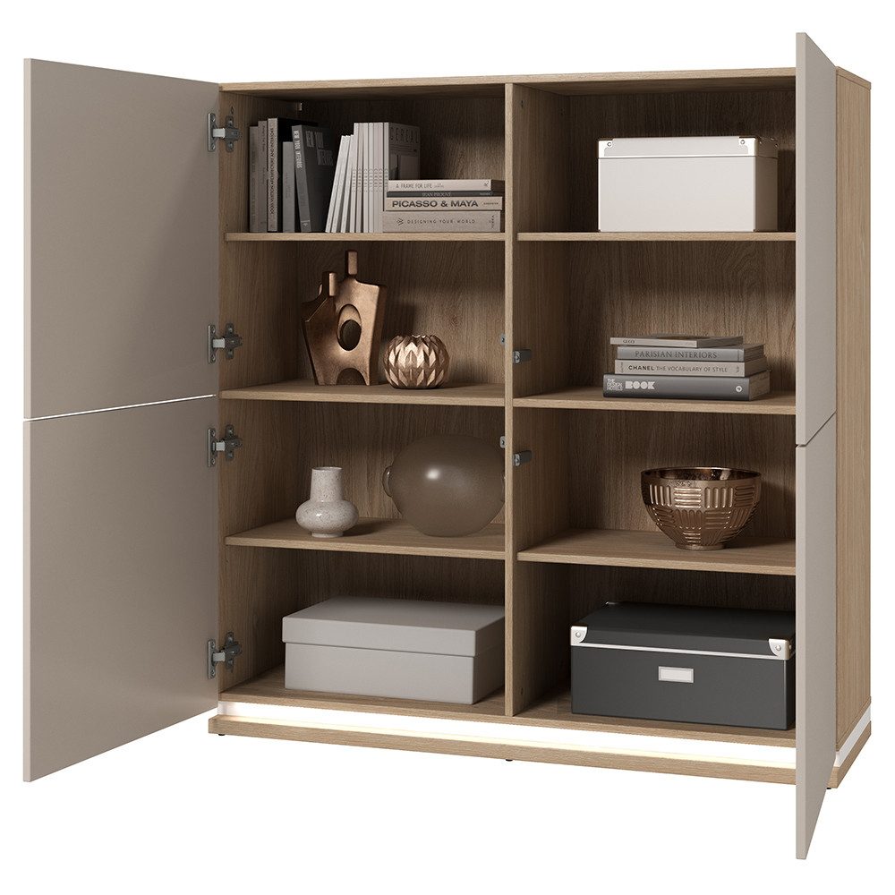 Lomadox Highboard DRACHTEN-83, Sideboard Eiche kaschmir Modern günstig online kaufen