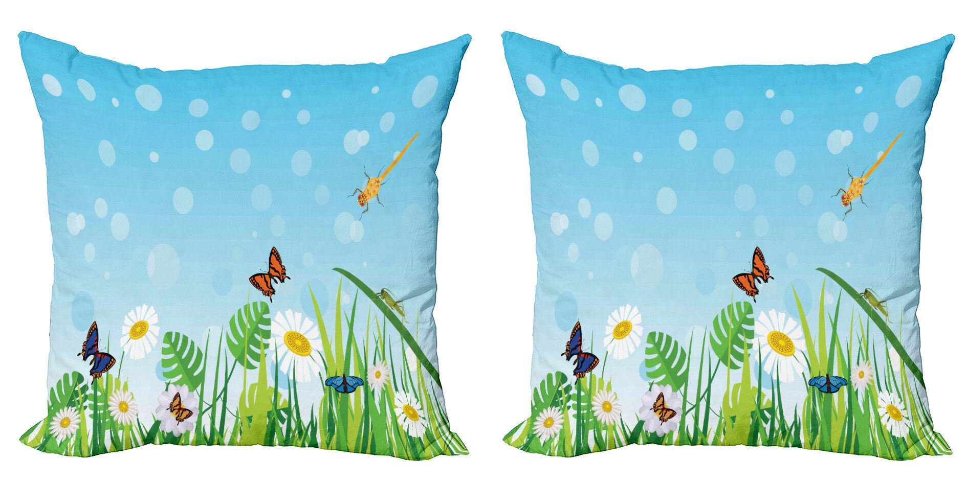 Wiese Insekten Stück), Abakuhaus Accent (2 Doppelseitiger Modern Digitaldruck, Sunny Kissenbezüge Blumen