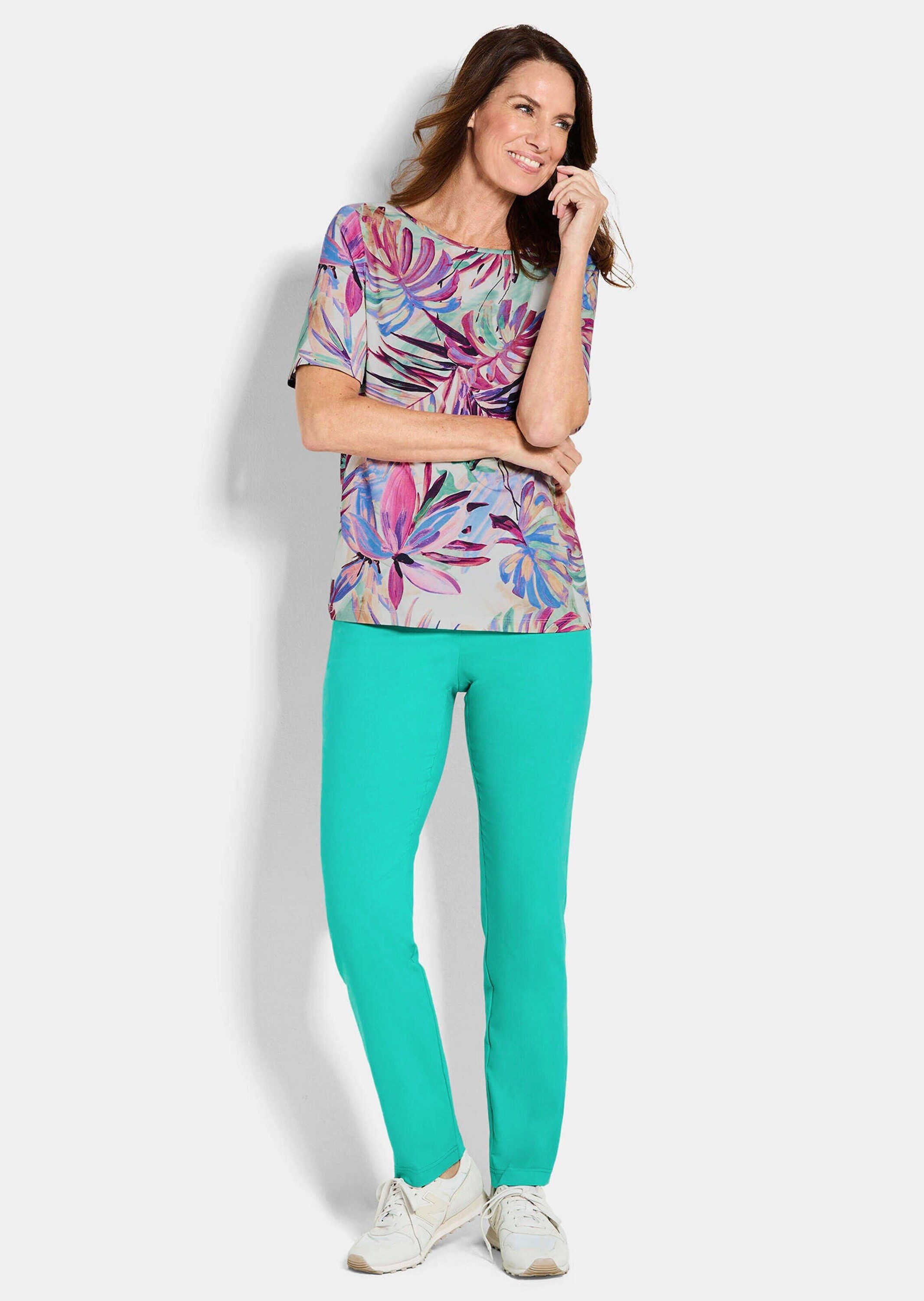 GOLDNER Print-Shirt Elegantes Shirt-Duo mit Muster-Mix Viskoseshirt mit U-Boot-Ausschnitt und Halbarm