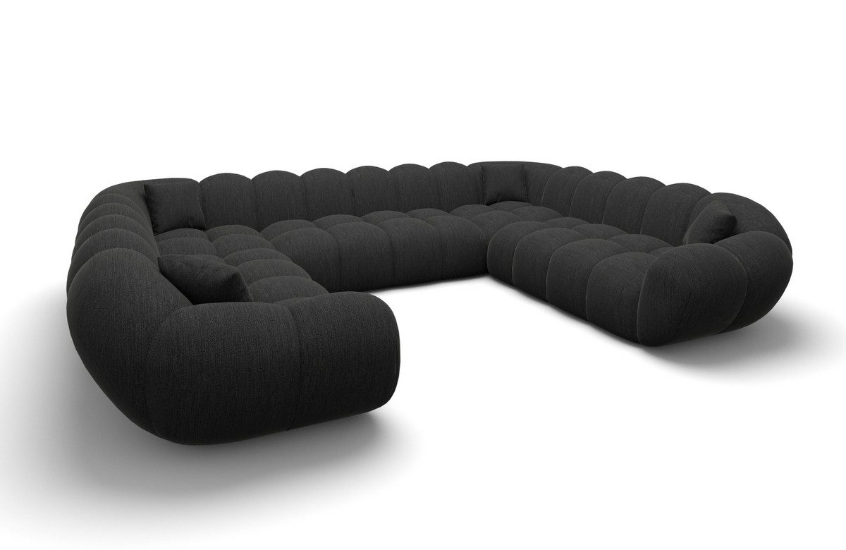 Sofa Dreams Loungesofa Maleron XXL Panorama Design Couch, 6-Sitzer, Polster Wohnlandschaft, Strukturstoff Bezug in Schwarz