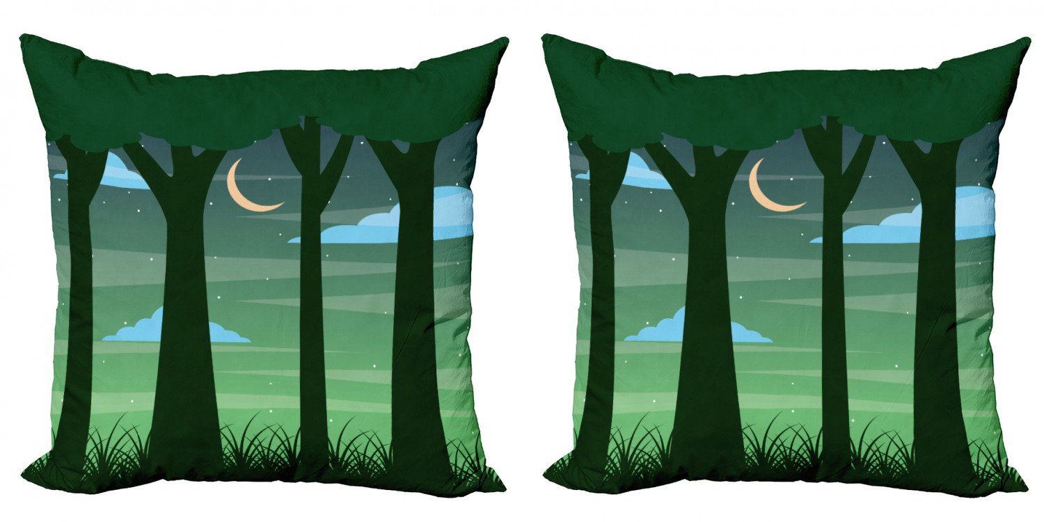 Kissenbezüge Modern Accent Doppelseitiger Digitaldruck, Abakuhaus (2 Stück), Garten Mist Dreamy Wald bei Nacht