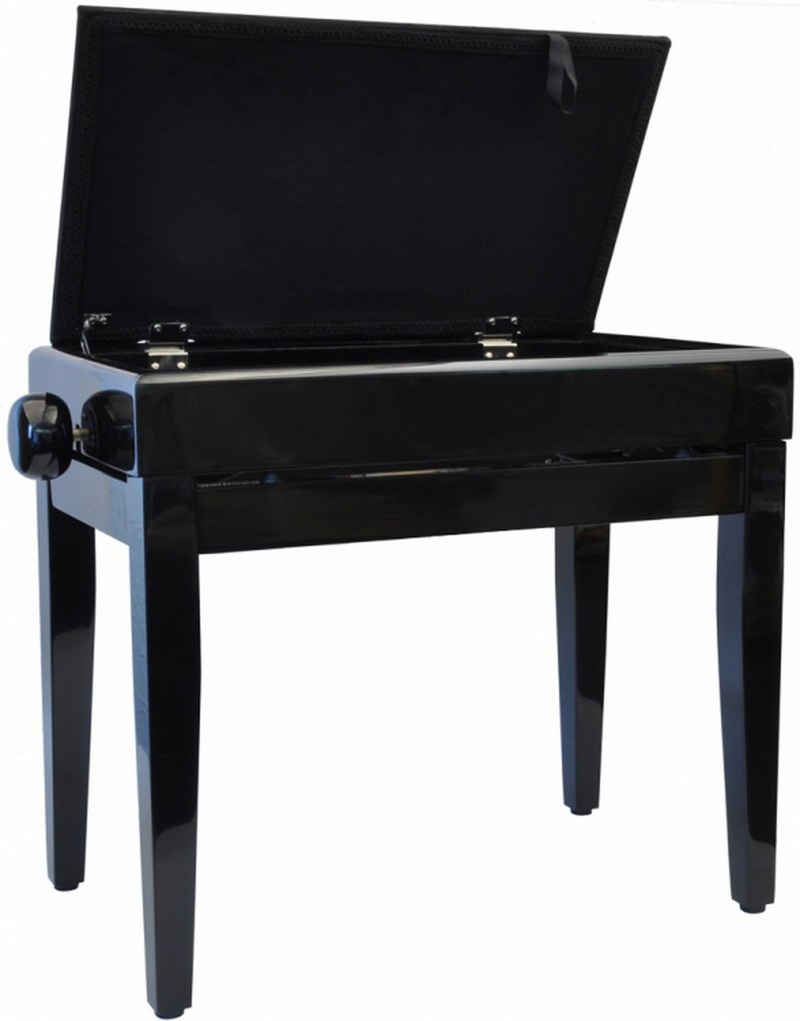 Steinbach Klavierbank Klavierbank mit Notenfach in Schwarz poliert mit schwarzem Stoff