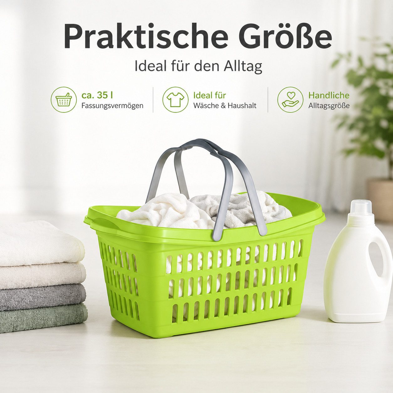 Testrut Wäschekorb Farbenfroher Wäschekorb aus Kunststoff 60 cm – Robust und Praktisch – Bild 4 von 5