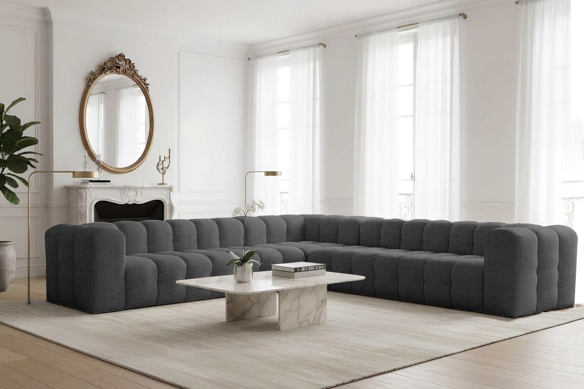 yourhouse24 Ecksofa BLOOM CORNER 4, 330x330 cm, Symmetrisches XXL-Sofa in Bubble-Optik, Made in Europe