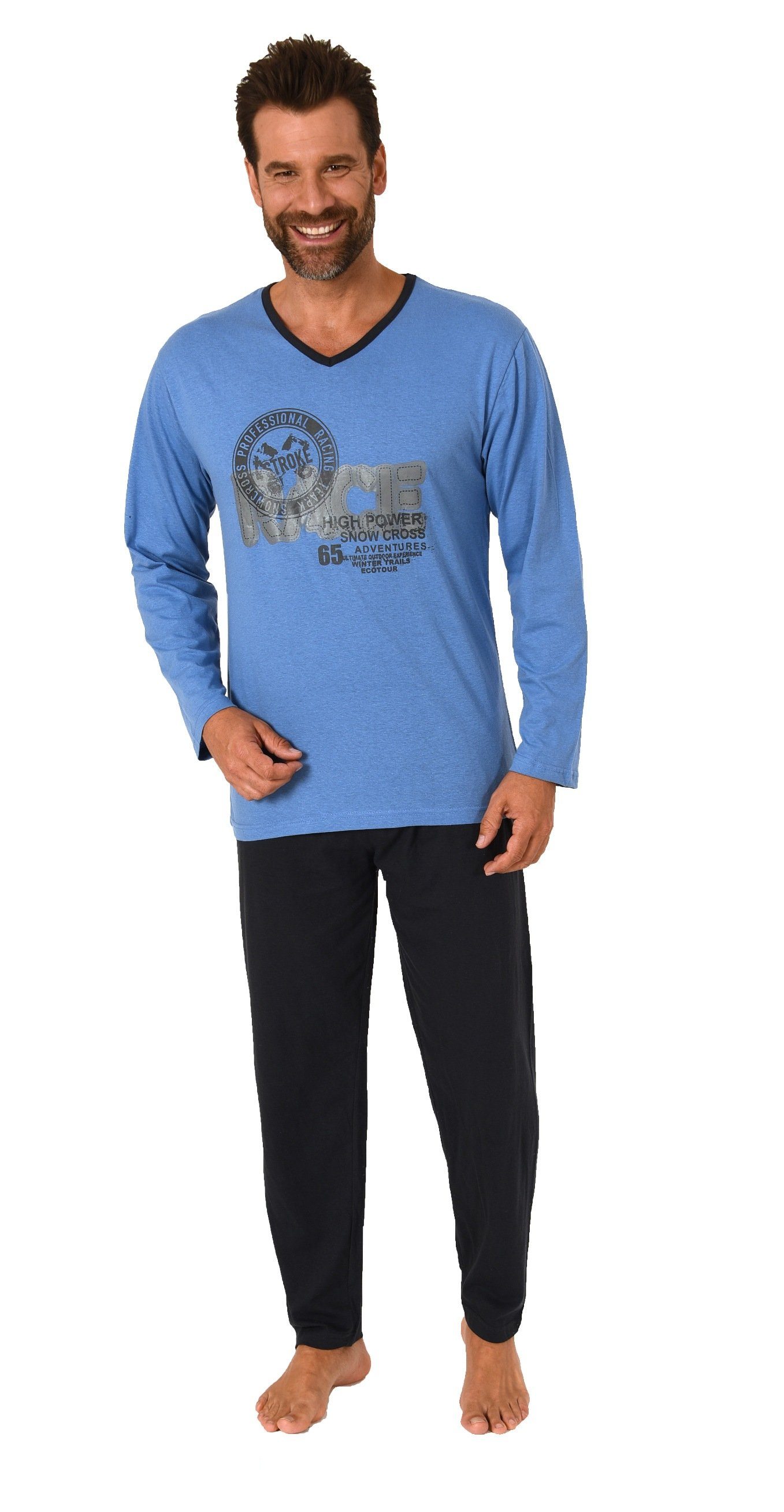 RELAX by Normann Pyjama Herren Pyjama langarm Schlafanzug in Optik - 212 10 günstig online kaufen