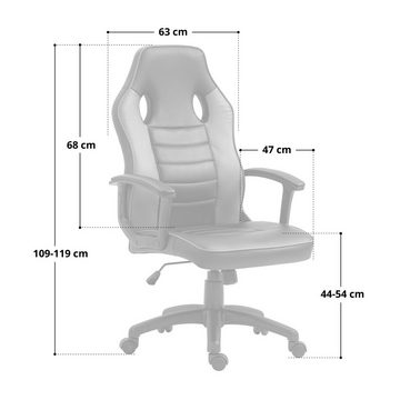 SVITA Gaming-Stuhl Gaming-Stuhl Kinder, Höhenverstellbar, Schreibtischstuhl, Drehstuhl, Mit Rollen, Grau