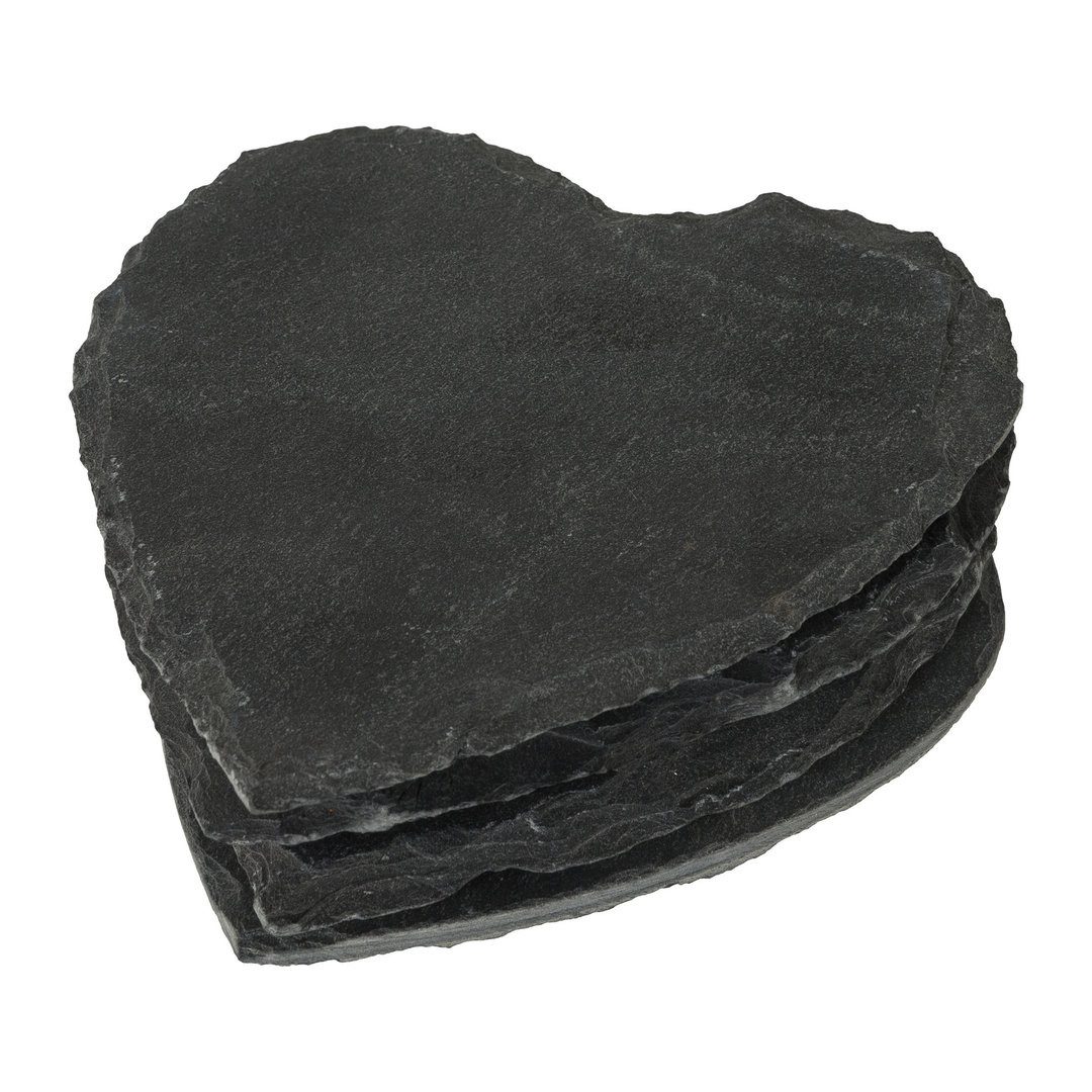 Gasper Getränkeuntersetzer SCHIEFER-HERZ UNTERSETZER ca 10x10cm. 4 Stück. Kanten GEBROCHEN.
