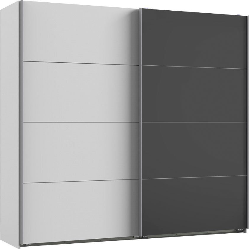 mit Grey Wimex Valencia Glaselementen Weiß/Glas Schwebetürenschrank