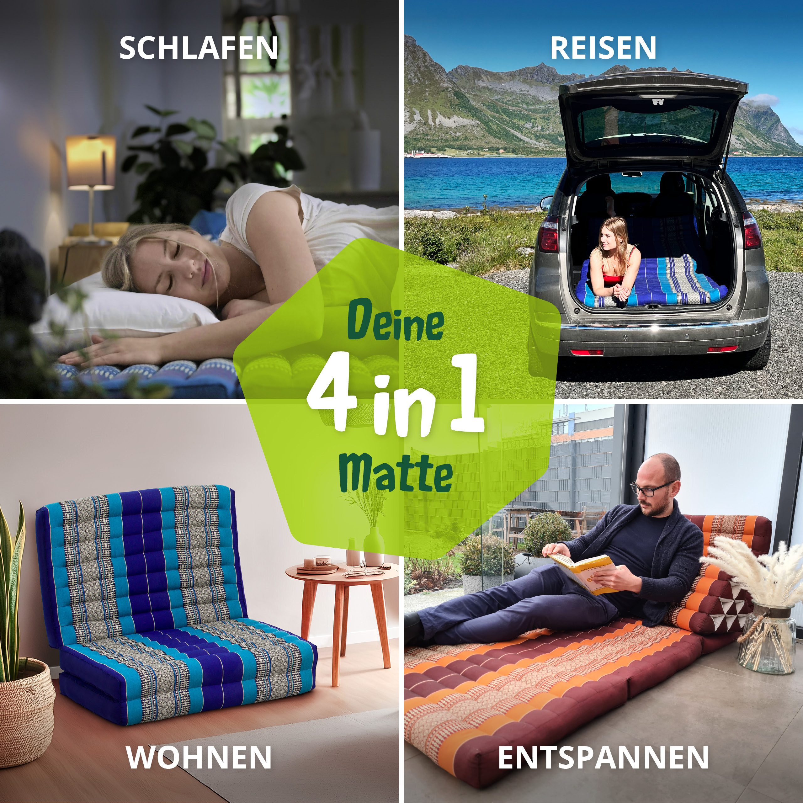 Kindermatratze Klappmatratze 70 cm breit - 140x70x8cm - Faltmatratze für Kinder, livasia, 8 cm hoch, Kapok, vegan, handgefertigt