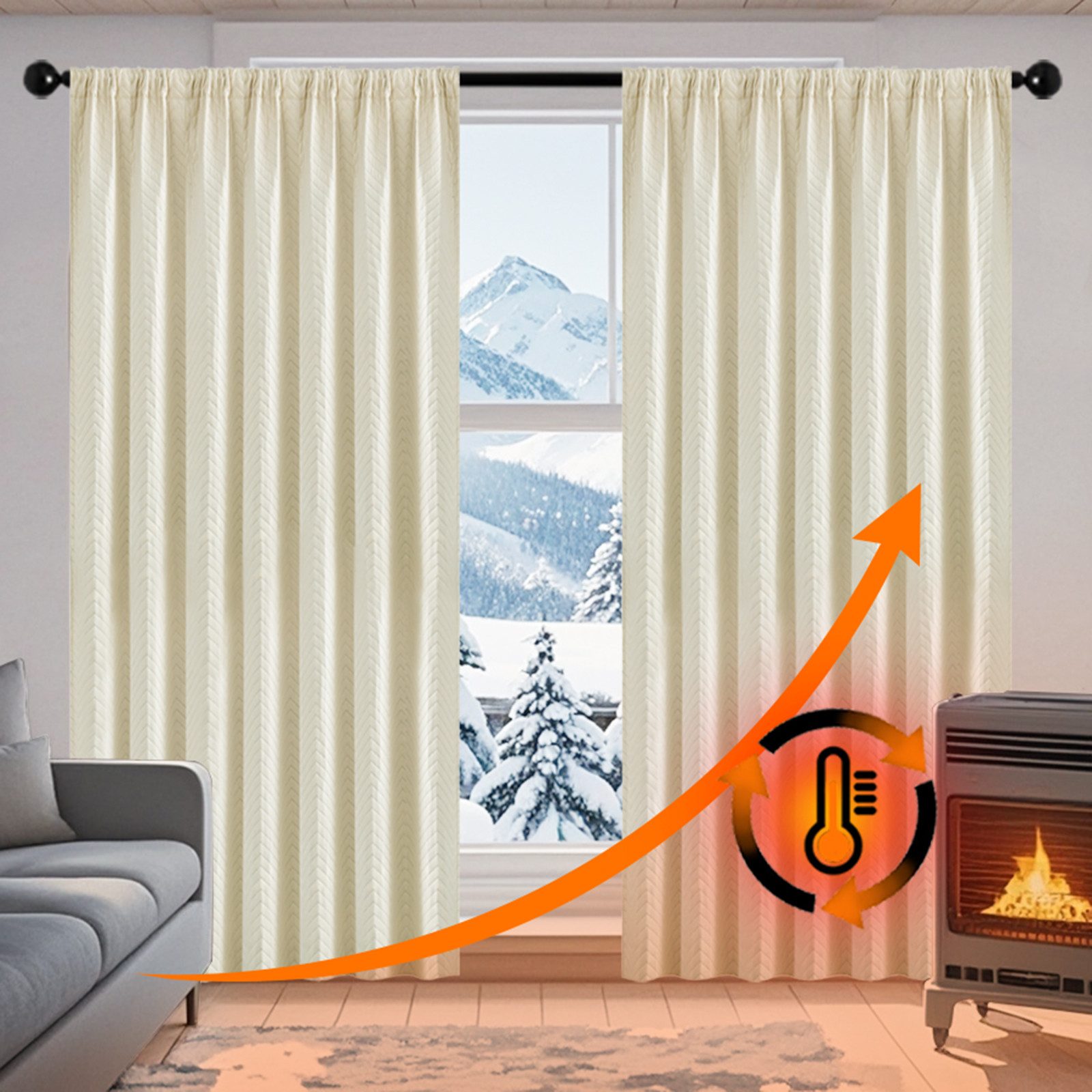 Jibenhome Vorhang Winter Thermovorhang Verdunkelungsvorhänge,1/2 Stück günstig online kaufen