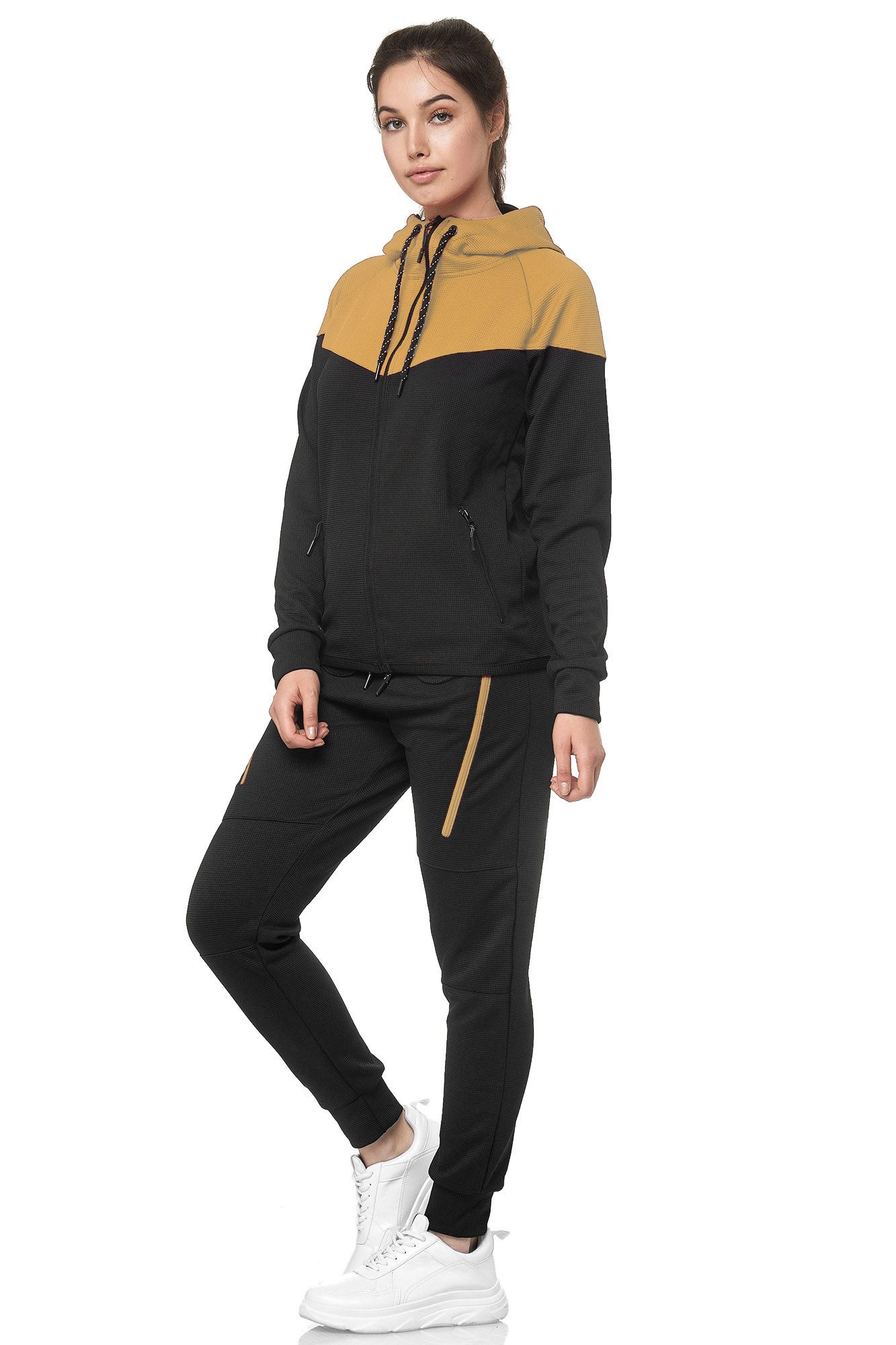 L.gonline Freizeitanzug Damen Jogginganzug, Freizeitanzug 984 (Kapuzenjacke mit Reißverschluss, Hose, 2-tlg., im modischem Design), Fitness Freizeit Casual