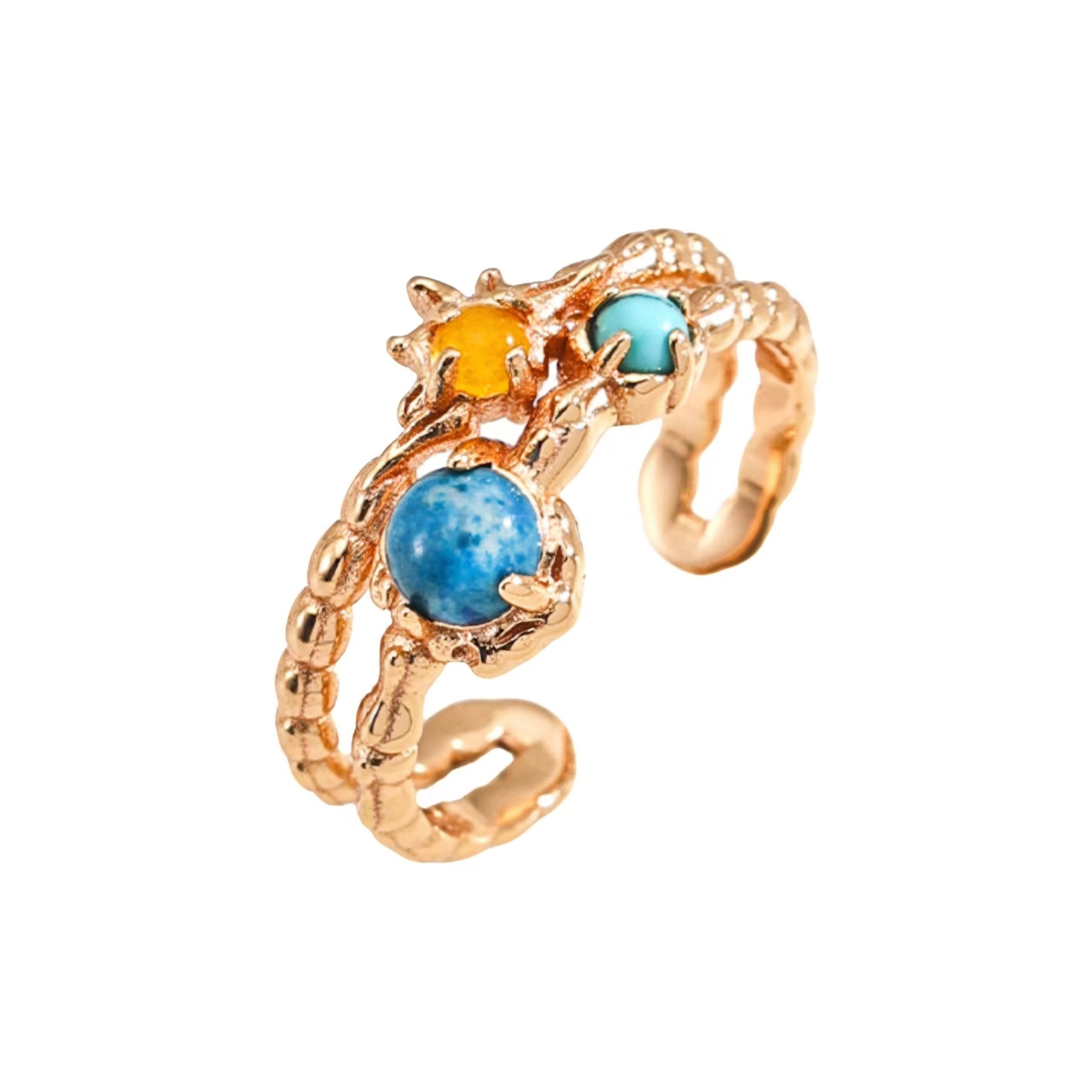 Jumpeak Silberring Silberring, Edelsteinring Smaragdring, Edelsteinring, 925 Silber Ring Damen Einstellbar, 18K Gold Plattiert, geschenk tochter