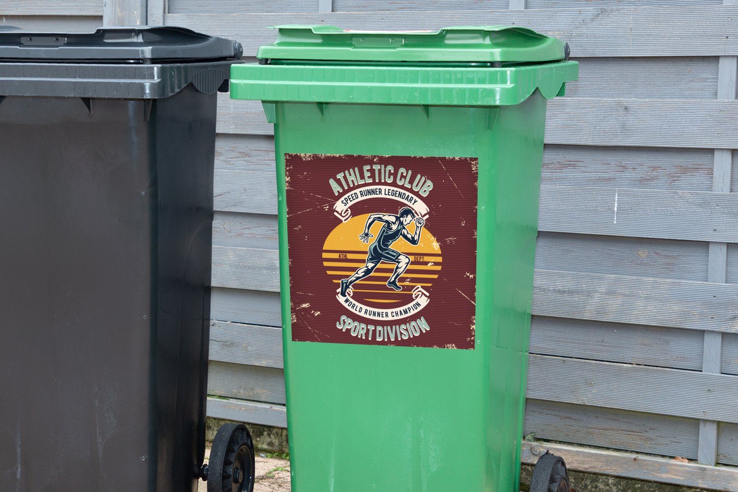 Leichtathletik Container, Sport Mülltonne, Mülleimer-aufkleber, Abfalbehälter St), Sticker, - Wandsticker MuchoWow - (1 Jahrgang