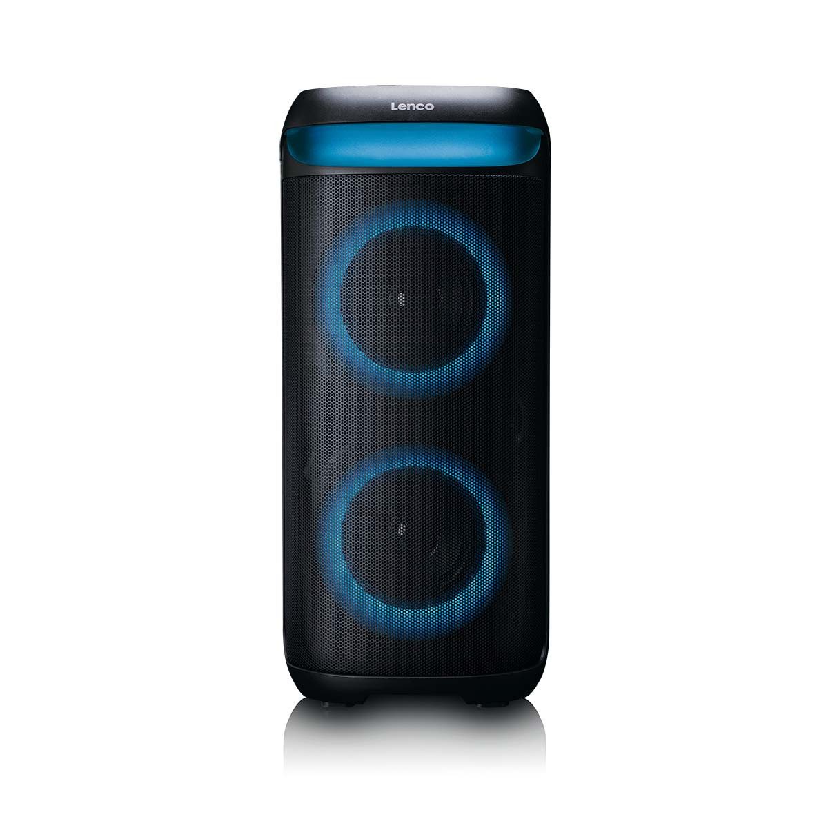 Lenco PA-210BK Lautsprecher 2.0 (Bluetooth®, Bluetooth, TWS-Pairing, für flexible Anwendung mit LED-Beleuchtung)