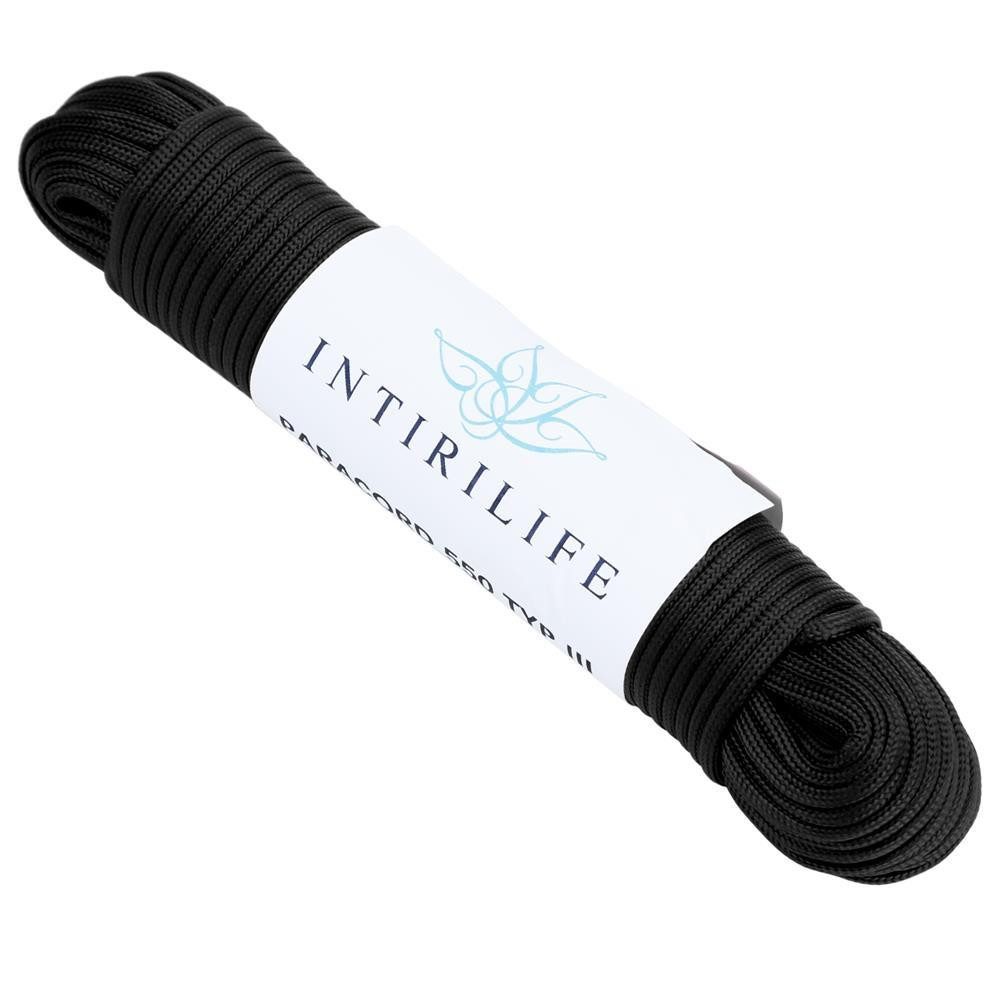Intirilife Abspannleine (31m Nylon Outdoor Seil in SCHWARZ, 1-tlg), Garten Seil 31 Meter lang und 4 mm dick