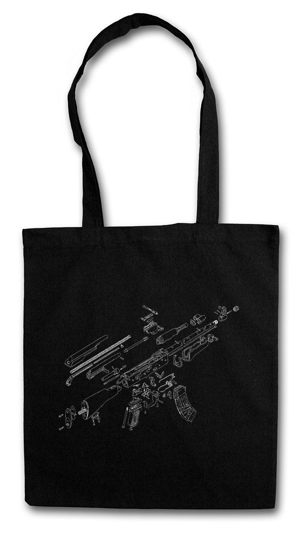 Beuteltasche Ak47 Blueprint Stofftasche Blaupause Gewehr Maschinengewehr AK 47 74