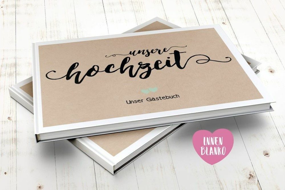 bigdaygraphix Notizbuch Gästebuch Hochzeit A4 quer Herz Vintage Holz, Kreative Gestaltungsmöglichkeiten für unvergessliche Erinnerungen.