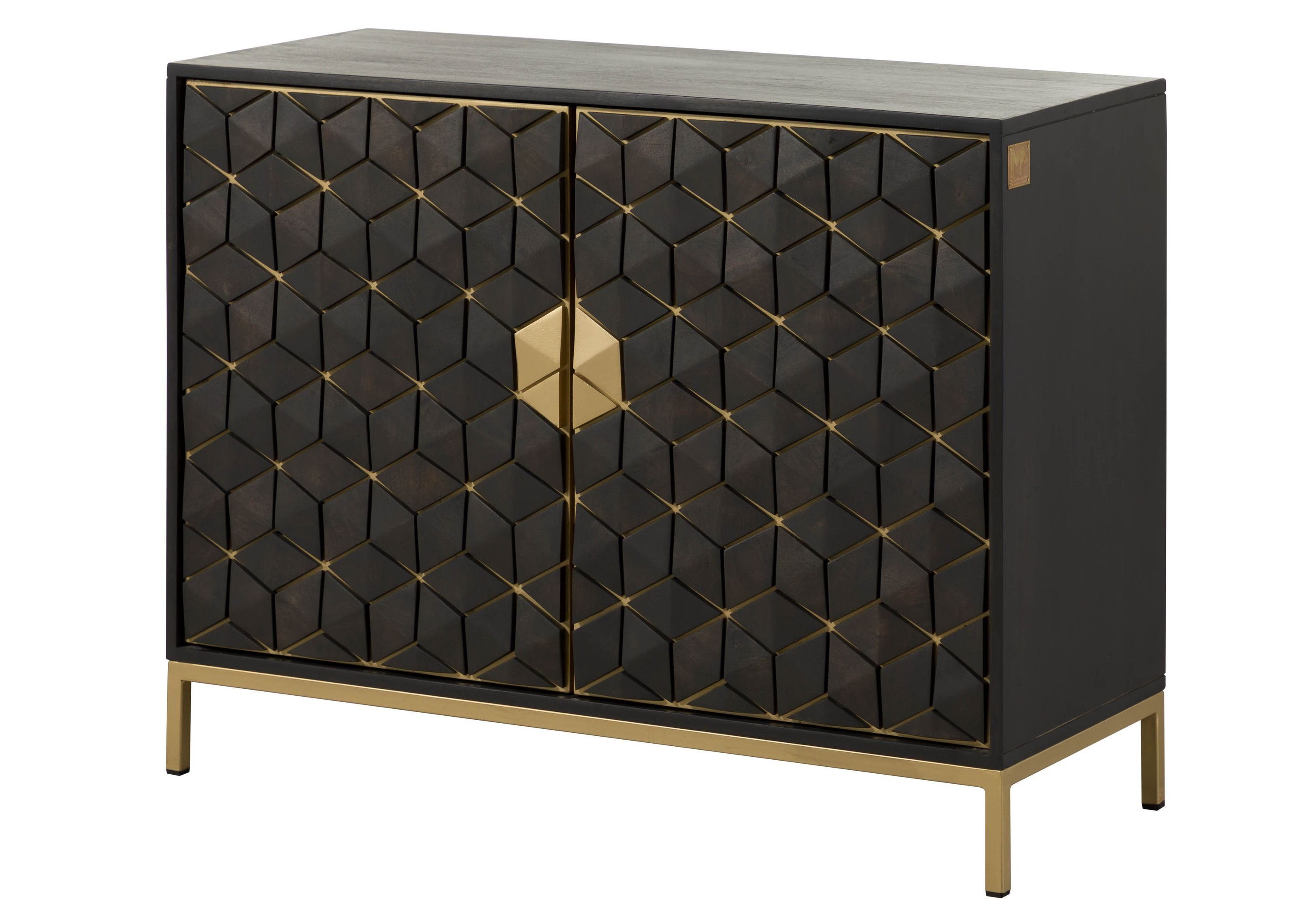 Massivmoebel24 Sideboard DIAMOND (Massivholz), Mango 98x40x77 grau geölt DIAMOND #108