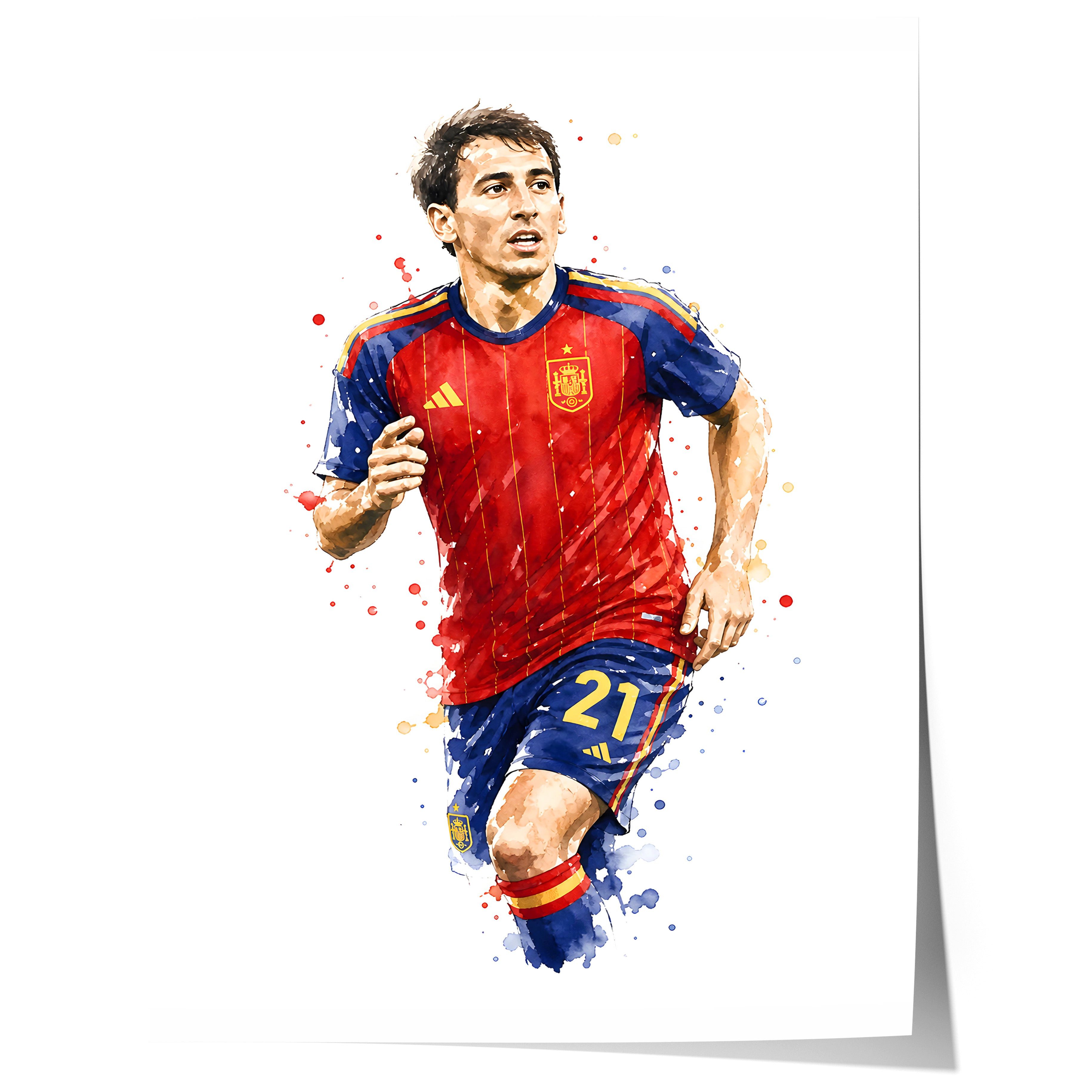 JUSTGOODMOOD Poster Spanien Fussball Geschenkidee Aquarell Sport Wandbild Deko Print ohne, (1 St)