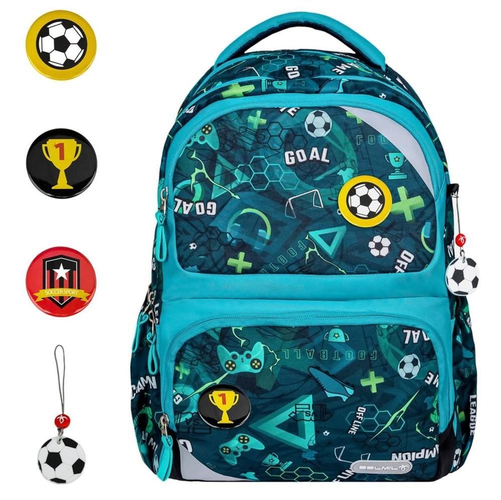 Belmil Schulrucksack "MAXI PACK" neues Modell 2025 mit Patches für Mädchen und Jungen, ab 3. Klasse mit Köpergröße von ca.120cm