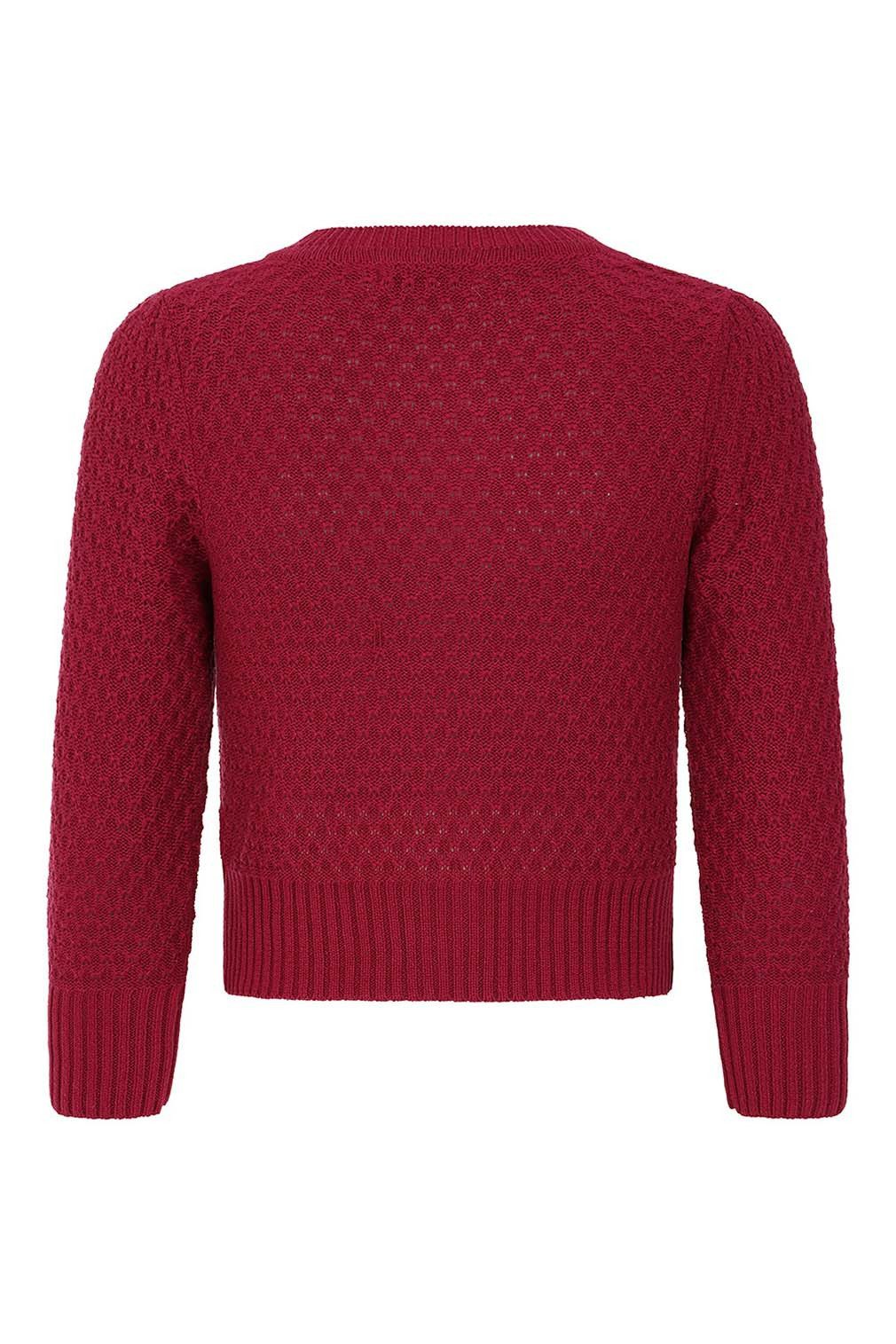Banned Strickjacke Fara Cardigan Burgunder Vintage Wabenmuster Baumwolle