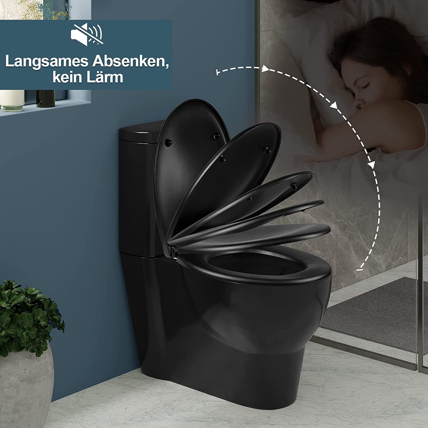 Woltu WC-Sitz (1-St), Mit Absenkautomatik, Duroplast